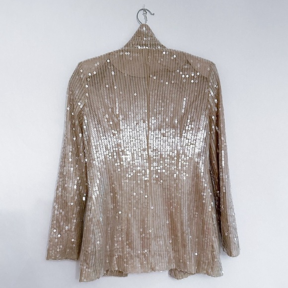 Nasty Gal Champagne Sequin Blazer Party Open Front Size US 2 | Jacket Only - Picture 10 of 11